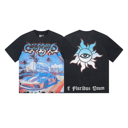 1113* Godspeed vintage washed distressed printed cotton short sleeves
