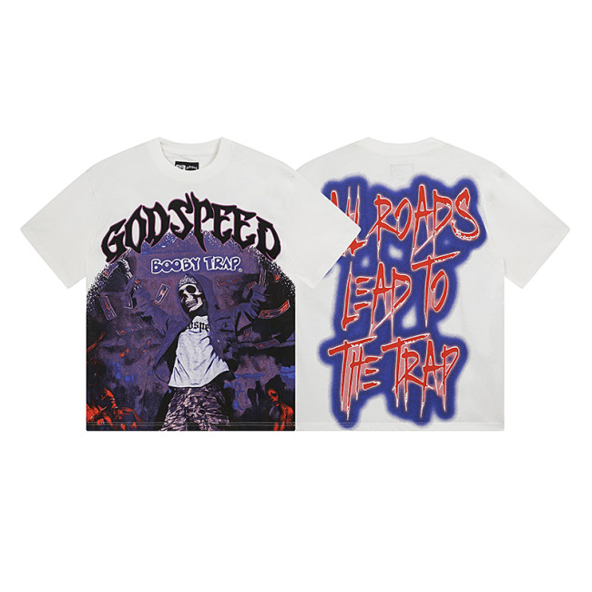 3115*Godspeed American Rock Street Retro Loose Printed Cotton Short Sleeves