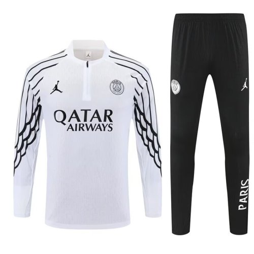 2025-26 Paris Saint-Germain White Half Zipper tracksuit