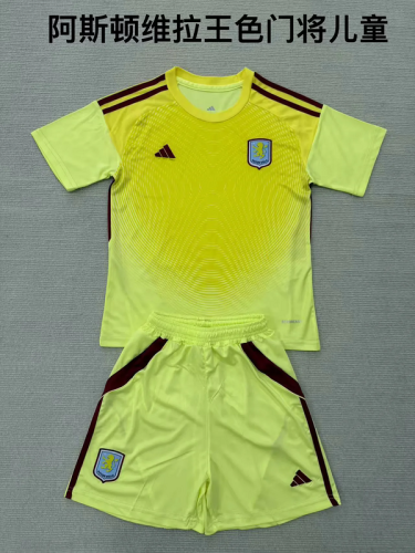 2025-26 Aston Villa yellow Goalkeeper kids kit
