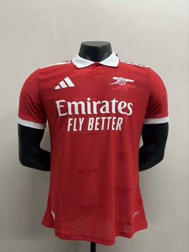 arsenal 2025-26 red player version polo shirt (The player version is more slim fit, it is recommended to buy one size larger)