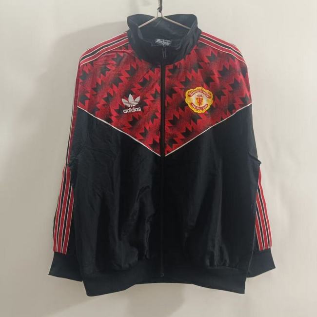 1991 Manchester United black red classic retro Windbreaker