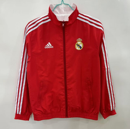 2025-26 Real Madrid white and red reversible windbreaker