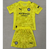 2025-26 Manchester City yellow goalkeeper kids kit