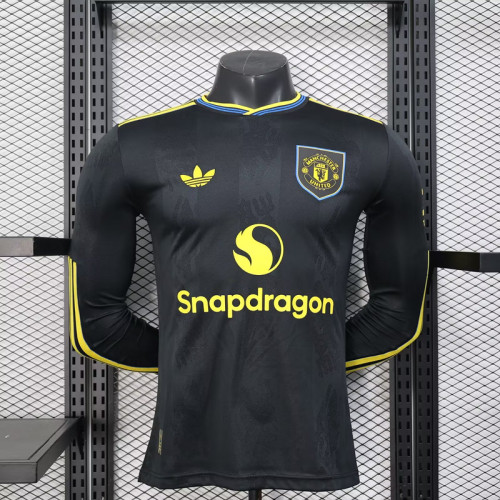 2025-26 Manchester United third Away black long sleeve player version jersey
