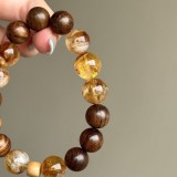 Black rosewood yellow pagoda gold bracelet wooden Buddhist beads Wenwan single circle male and female couple bracelet