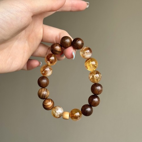 Black rosewood yellow pagoda gold bracelet wooden Buddhist beads Wenwan single circle male and female couple bracelet