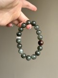 Natural green hair crystal·Agarwood round beads 11mm+bracelet for men and women to attract wealth and luck beads for emotional stability