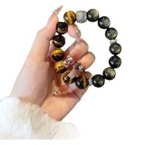 Black Myth Wukong Obsidian Bracelet for Men - Six-Character Good Luck Mantra Gold Obsidian (wuqiongda)