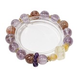 [Purple Grape] High-quality natural black gold super seven purple rabbit hair crystal bracelet women's golden hair crystal bracelet (wuqiongda)