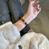 Black Myth Wukong Obsidian Bracelet for Men - Six-Character Good Luck Mantra Gold Obsidian (wuqiongda)