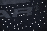 6767* Washed Black + Rhinestone Hellstar Retro Rhinestone Print Short Sleeve T-shirt