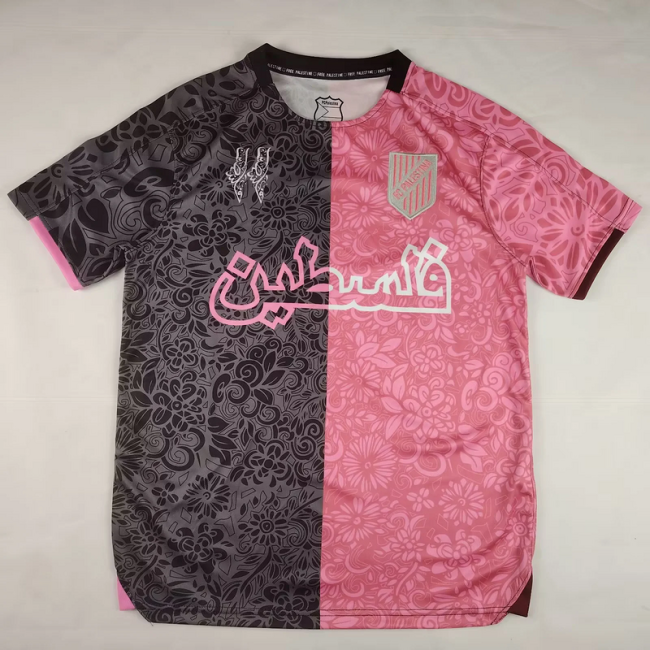 2025-26 Palestine special version pink grey soccer jersey