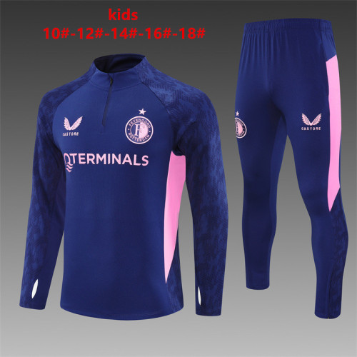 2025-26 Feyenoord Royal Blue Half-Zip Kids Kit