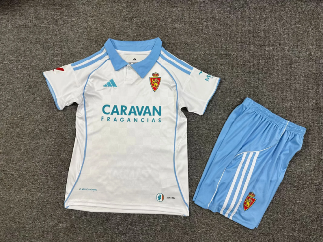2025-26 Real Zaragoza home kids kit