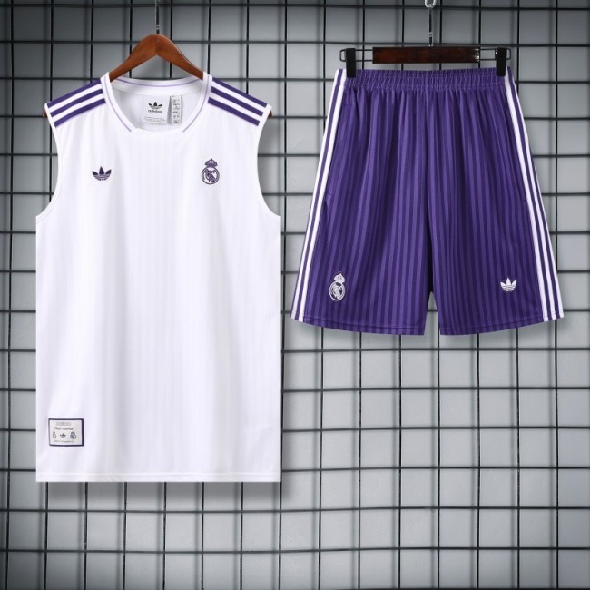 2025-26 Real Madrid White and Purple Vest Suit