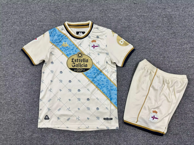2025-26 Deportivo de La Coruna third Away Kids Kit