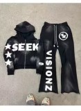 European and American autumn and winter new American trend hip-hop hooded sweatshirt suit