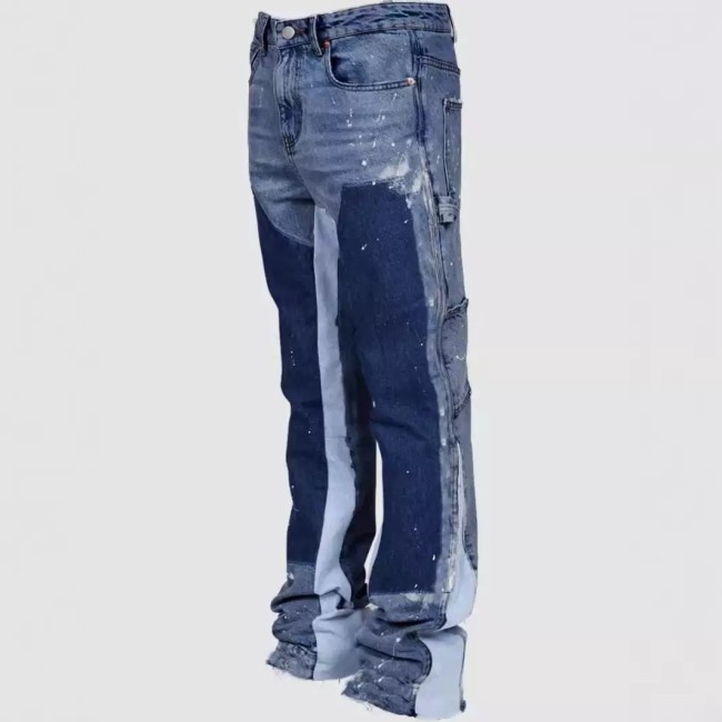 Denim patchwork trousers