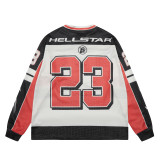 H2520*Hell Star Autumn and Winter Long Sleeves Mesh Splicing Long Sleeves