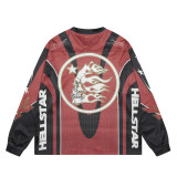 H2522 * Hell Star Autumn and Winter Long Sleeves Mesh Splicing Long Sleeves