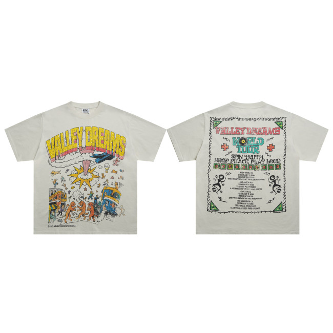 V569*Vale Forever DREAMS high-quality hot-drilled washed distressed short-sleeves