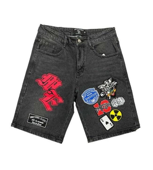 EM58* Embroidered Denim Shorts