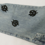8218*Meichao Godspeed embroidered denim trousers