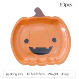 Halloween party supplies Ghost Festival theme decorative tableware cute smiley face disposable paper plate pumpkin dinner plate