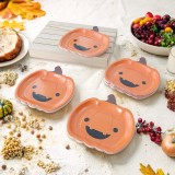 Halloween party supplies Ghost Festival theme decorative tableware cute smiley face disposable paper plate pumpkin dinner plate