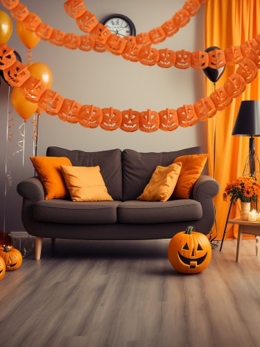 Halloween 3D pumpkin paper honeycomb garland string suitable for channel decoration festive atmosphere decorations
