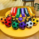 Creative and exquisite acrylic football pendant car cartoon schoolbag 6 color keychain couple internet celebrity small gift