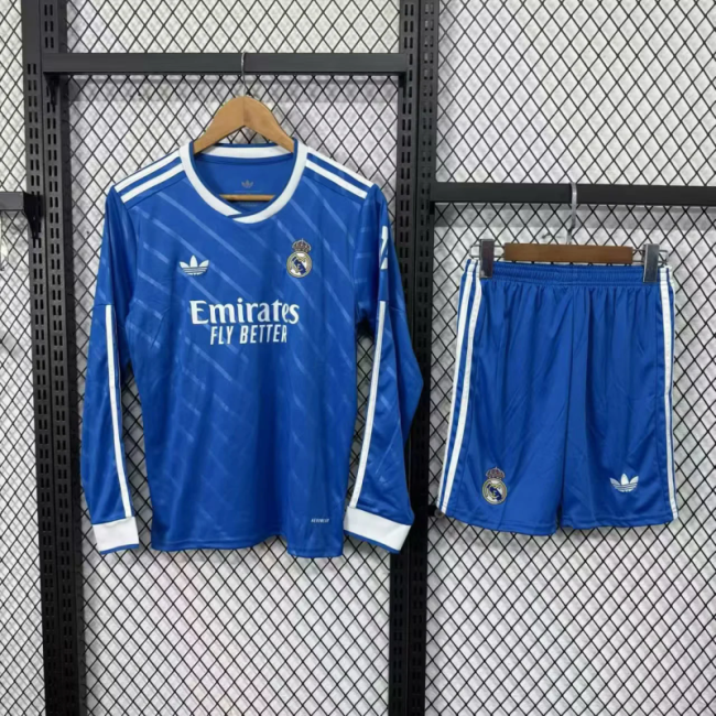 Real Madrid 2025-26 Third Away Long Sleeve Kids Kit