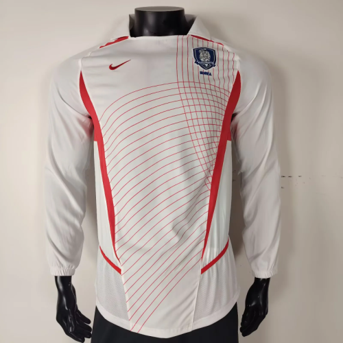 Retro 2002 Korea away white long sleeves soccer jersey