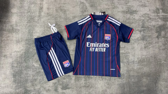 Lyon 2025-26 Away kids Soccer jersey