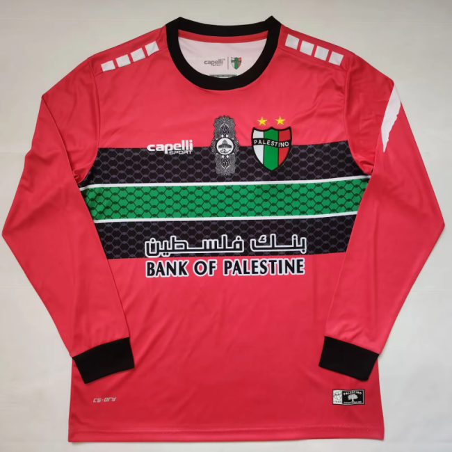 Retro Palestino CD 2022-23 red Long Sleeve soccer jersey 