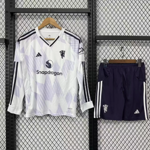 Manchester united 2025-26 Away long sleeve Kids Kit