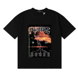Purple Brand Idol sunset print high-weight double-yarn cotton casual short-sleeved T-shirt for men and women