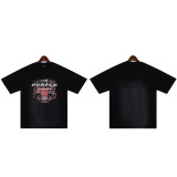 2332*Purple Brand logo printed T-shirt washed and distressed short sleeves
