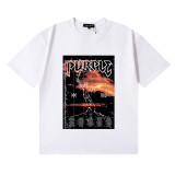 Purple Brand Idol sunset print high-weight double-yarn cotton casual short-sleeved T-shirt for men and women