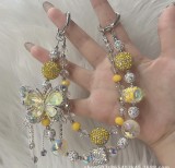 （ZLY) Color-changing beads high-end pendant butterfly tassel boutique handmade beaded mobile phone chain anti-drop mobile phone case bag pendant