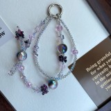 （CX) Pink sweet cool style crystal mobile phone chain original DIY pendant anti-lost keychain bag trailer hanging full of stars