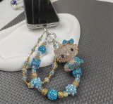 （ LL ）KT cat alloy mobile phone chain beaded cute pendant chain cartoon pendant