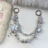 （ZLY) Color-changing beads high-end pendant butterfly tassel boutique handmade beaded mobile phone chain anti-drop mobile phone case bag pendant