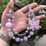（ZLY) Color-changing beads high-end pendant butterfly tassel boutique handmade beaded mobile phone chain anti-drop mobile phone case bag pendant