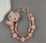 （ LL ）KT cat alloy mobile phone chain beaded cute pendant chain cartoon pendant