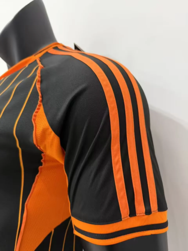 Real Madrid 2025-26 black orange Player Version Baseball jersey(The player version is more slim fit, it is recommended to buy one size larger)
