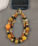 (LL) Full Diamond Mobile Phone Chain Backpack Pendant Ornament Anti-lost Chain Back Clip Short Chain Double Chain Rich Woman Chain