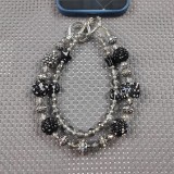 (LL) Full Diamond Mobile Phone Chain Backpack Pendant Ornament Anti-lost Chain Back Clip Short Chain Double Chain Rich Woman Chain