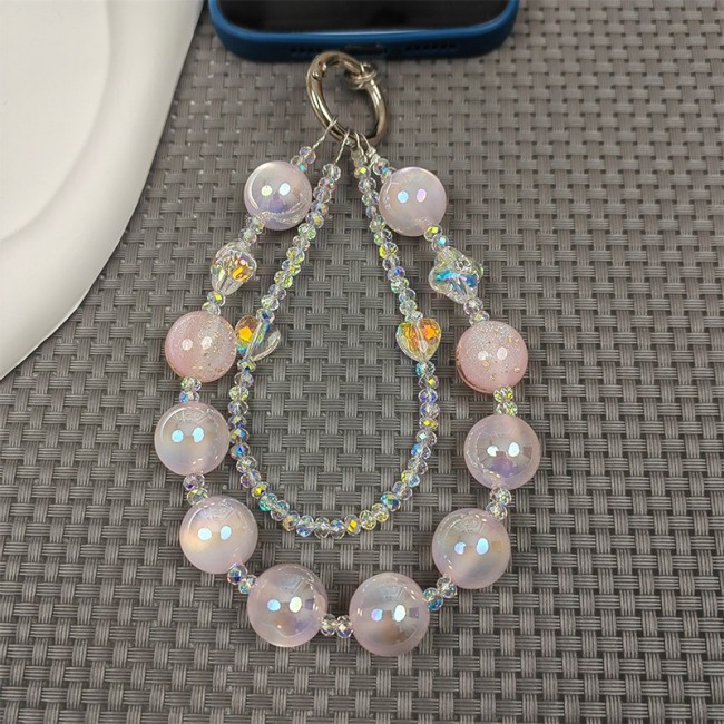 (LL) mobile phone chain 2025 new creative fashion crystal glass pearl mobile phone case lanyard chain